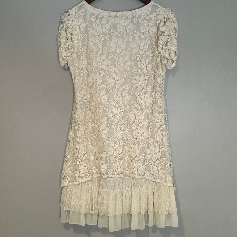 Anthropologie Areve Floral Lace Dress Large Cream Lined Fairy Cocktail Glam EUC - Picture 2 of 9